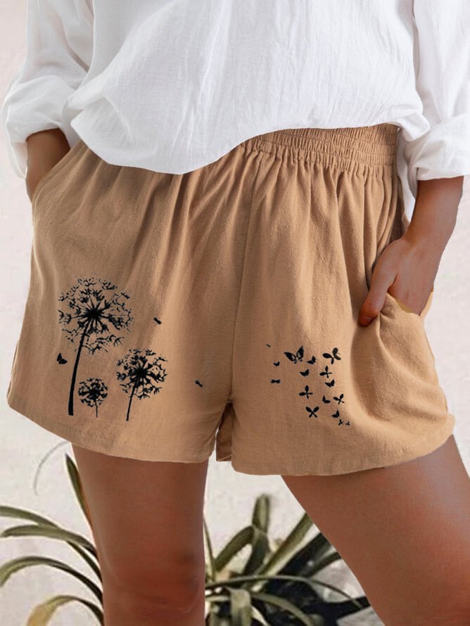 Sommer 2021 Sommer 2021 Sommer Shorts mit Löwenzahndruck in Übergröße mit lockerer elastischer Taille🔥🔥