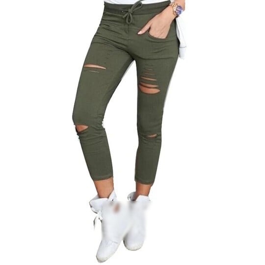 Röhrenhose mit hoher Taille, lässige, zerrissene Stretch-Jeans🔥🔥