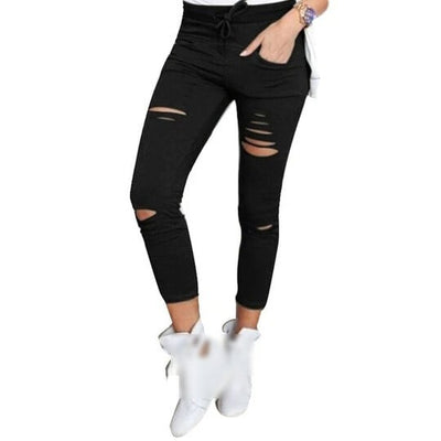 Röhrenhose mit hoher Taille, lässige, zerrissene Stretch-Jeans🔥🔥