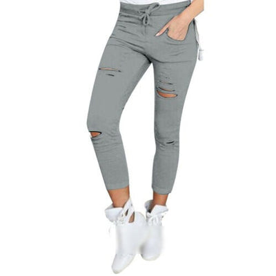 Röhrenhose mit hoher Taille, lässige, zerrissene Stretch-Jeans🔥🔥